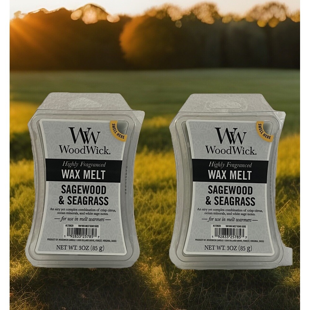Yankee Candle WoodWick SAGEWOOD & SEAGRASS Fragrance Wax Warmer Melts 2 Pack